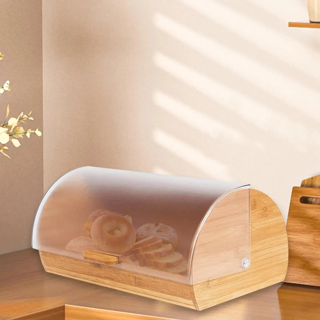 Bamboo Bread Box with Lid – Kitchen Countertop Storage for Bread & Pastries