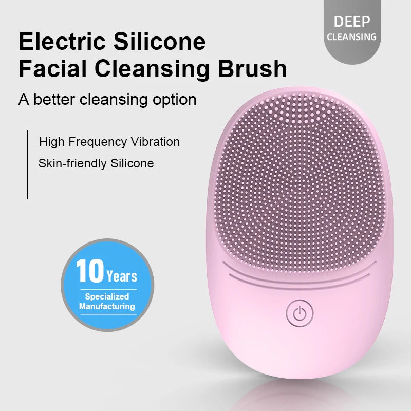 Soft silicone electric facial cleanser, cleansing brush, sonic vibration cleansing brush, deep cleaning