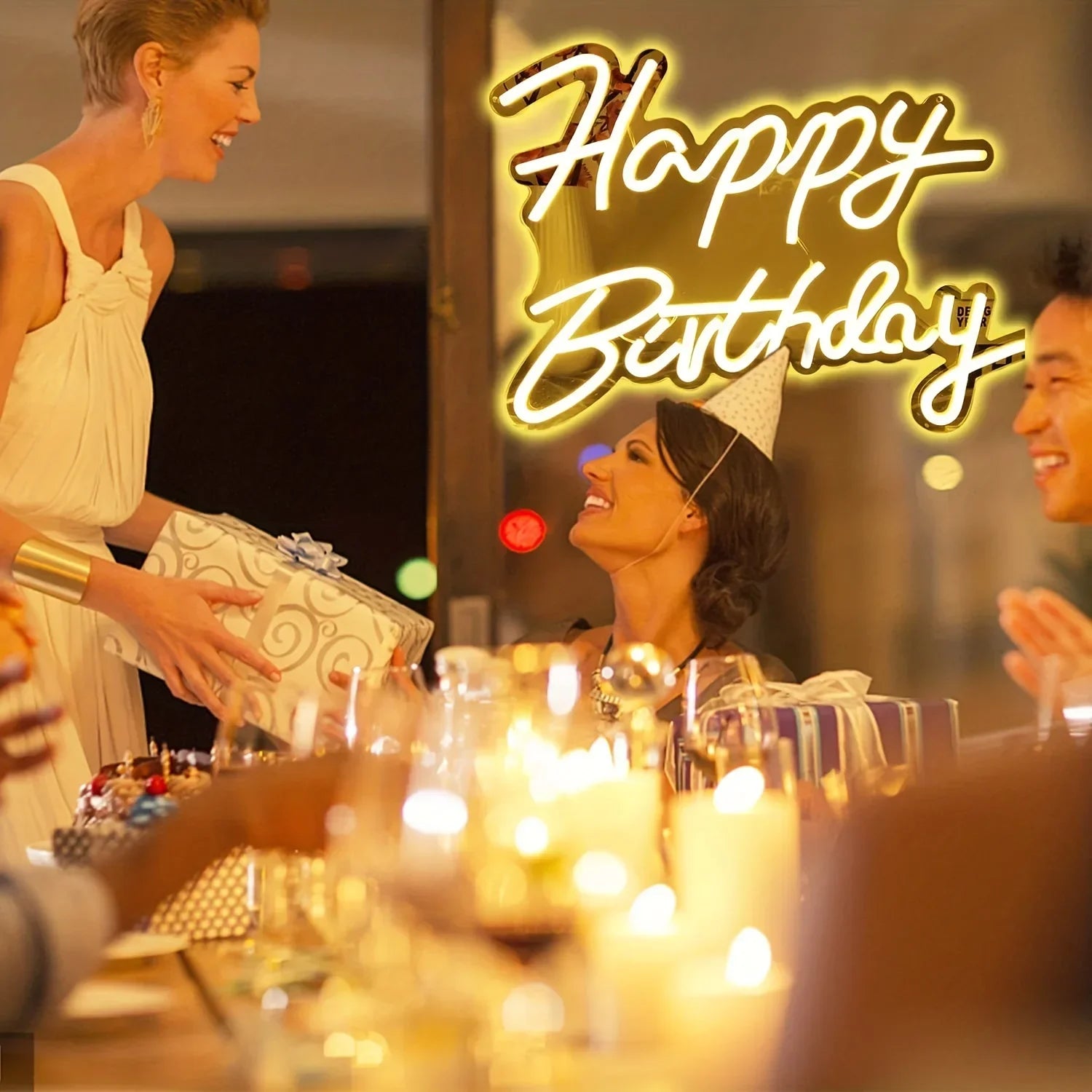 Happy Birthday Neon Sign – Dimmable LED Wall Decor Party Light