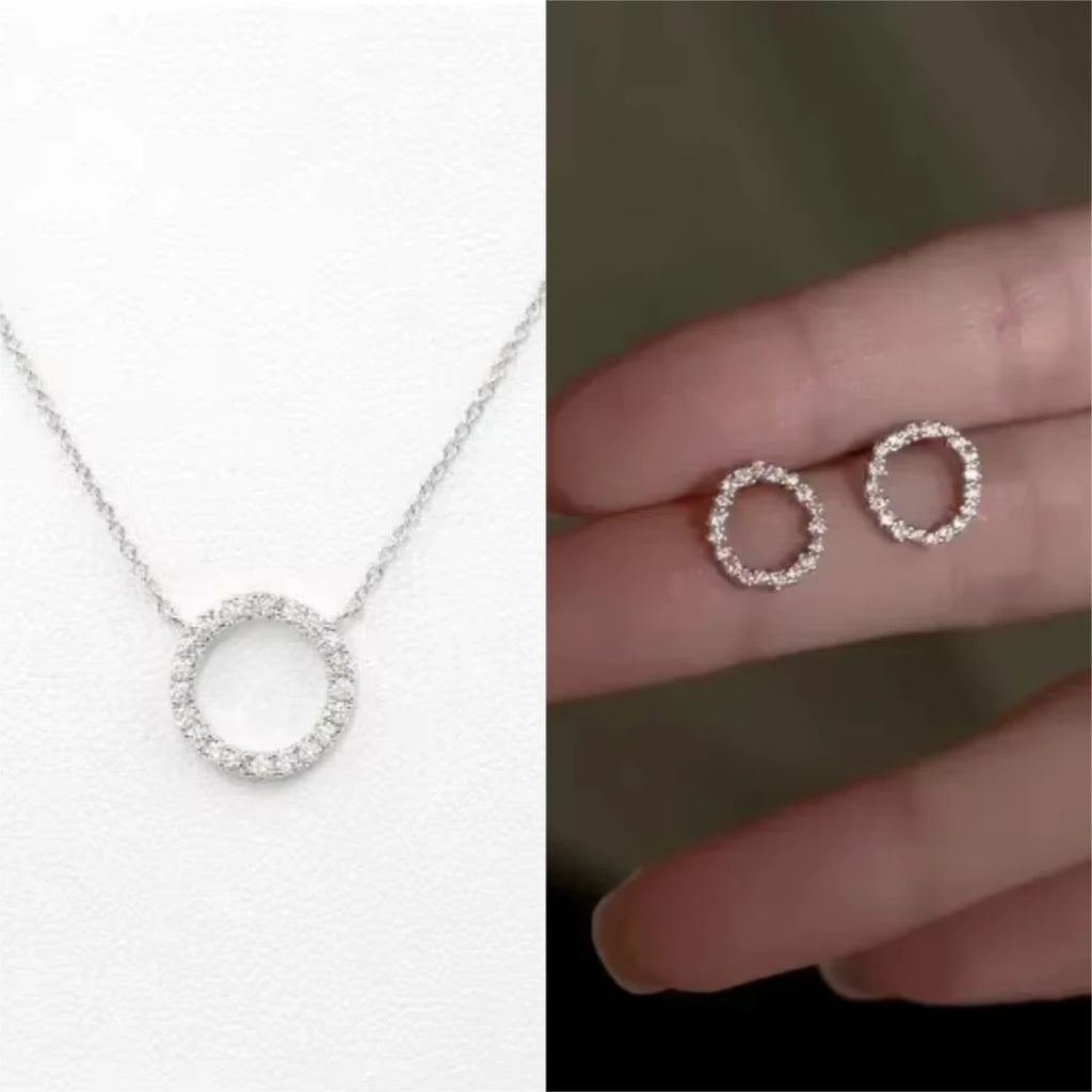 Elegant Gold Circle Crystal Pendant Necklace for Women – Minimalist Party Jewellery Gift