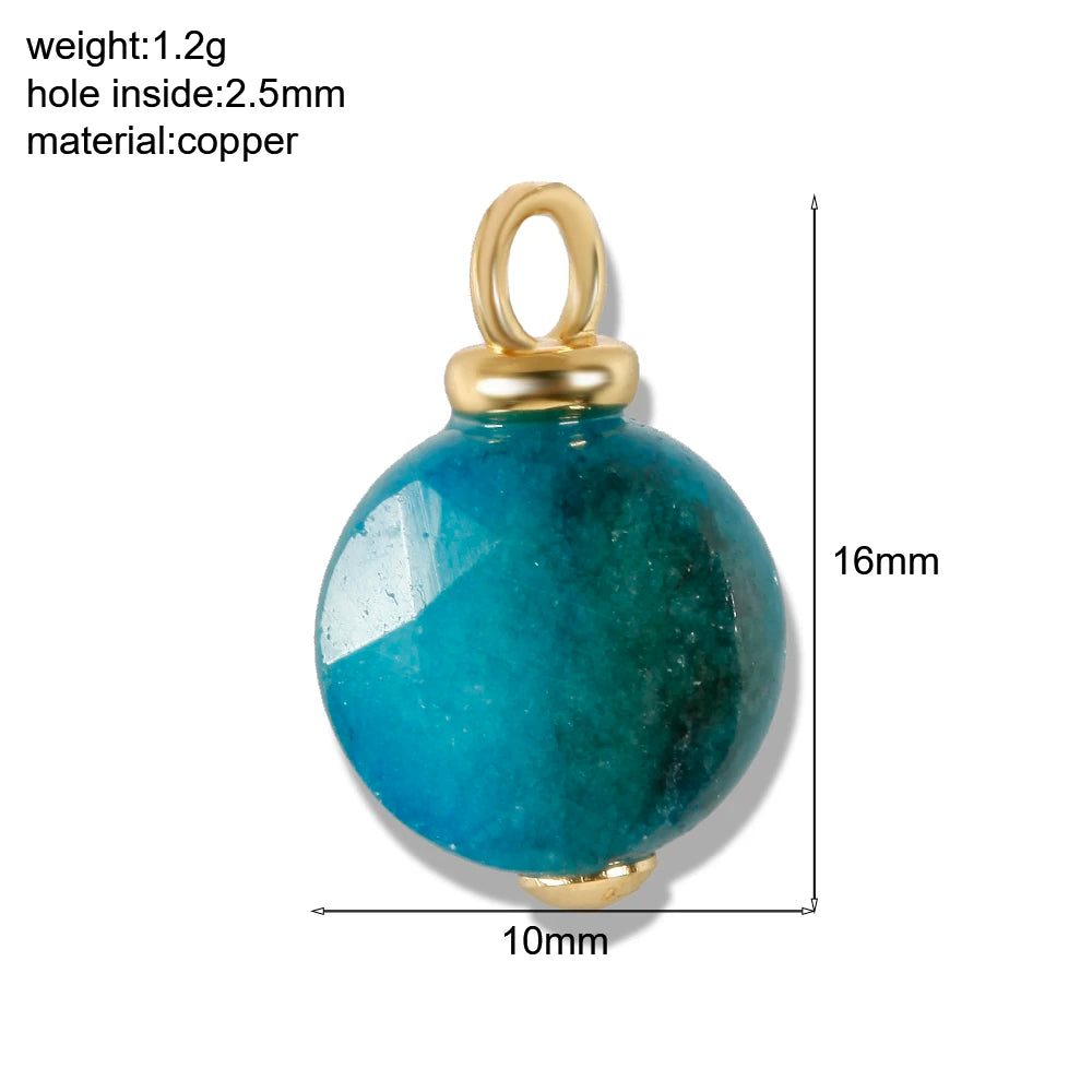 Bohemian Natural Stone Bead Charms for DIY Jewellery Making – Blue & Green Zircon Pendants