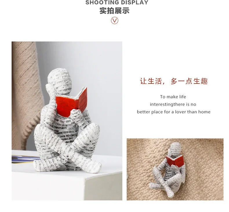 Resin Abstract Figurines – Modern Desk & Bookshelf Art Decor for Home & Office