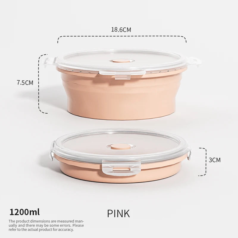 Collapsible Silicone Food Storage Containers – Stackable Lunch Box with Lid