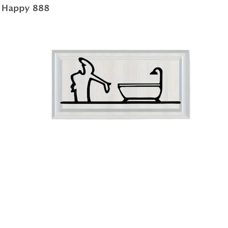 2D Metal Wall Decor – Black-Framed Bathroom Sign for Home Interior