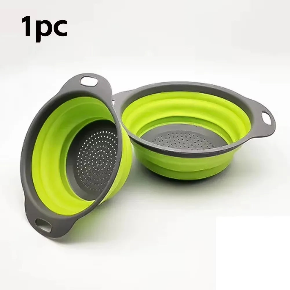 Collapsible Silicone Colander – Foldable Fruit & Vegetable Drain Basket