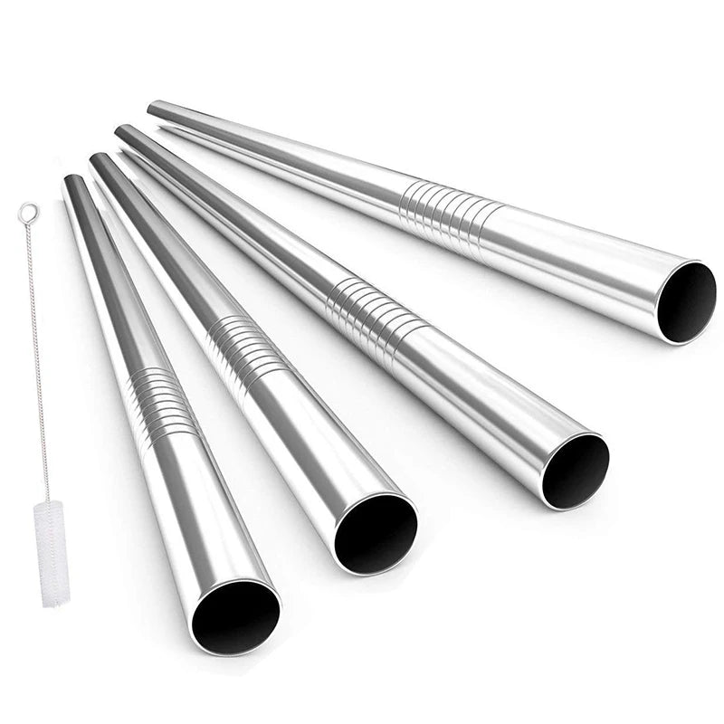 Reusable Boba Straws – Stainless Steel Wide Smoothie Straws (4PCS)
