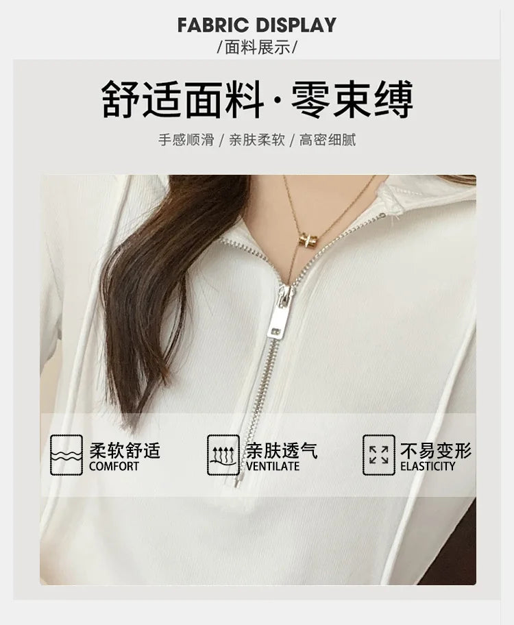 Sweatshirt Design Niche Spring Summer Short Zipper Top Slimming Thin Long-sleeved Hooded Fashion Women's Clothing
