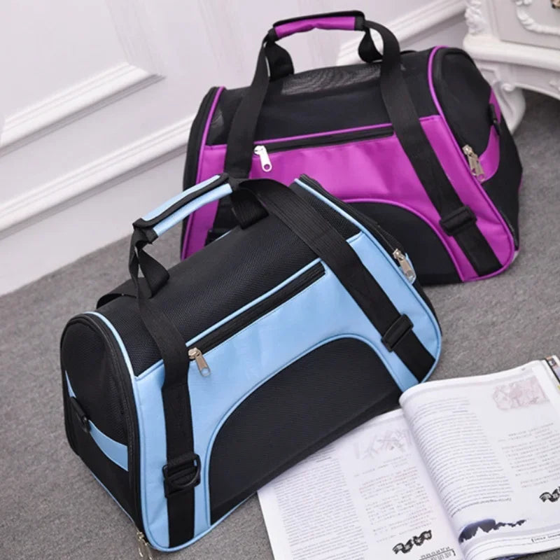 Foldable Breathable Mesh Pet Carrier Bag 4-Sided Ventilation Cat & Dog Travel Shoulder Crossbody Backpack