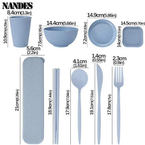36PCS Wheat Straw Dinnerware Set – Eco Friendly Tableware Kit