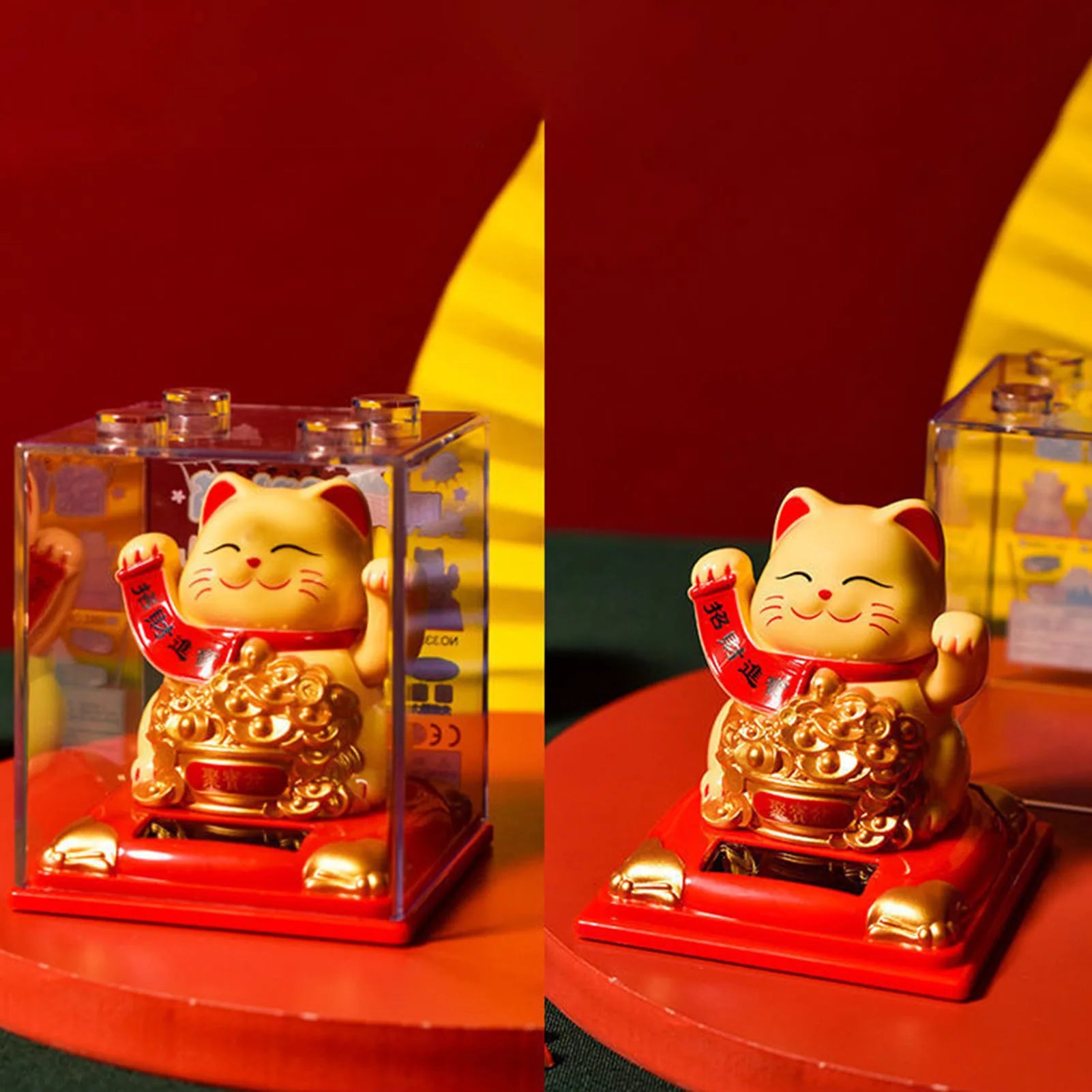 Solar Powered Maneki Neko Lucky Cat – Waving Fortune Cat Decor