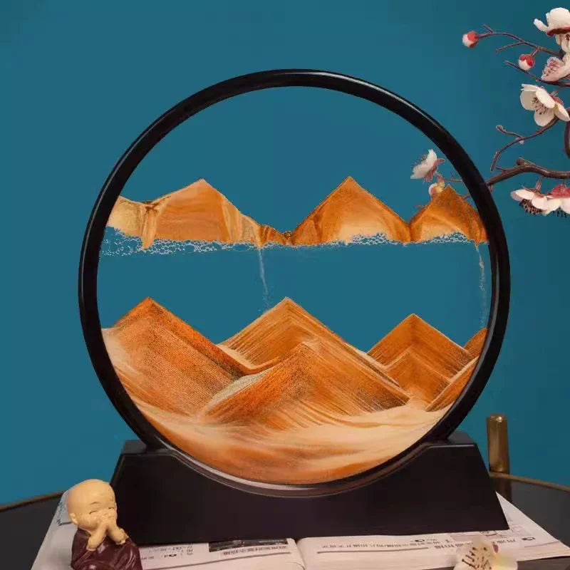 3D Moving Sand Art Picture – Round Glass Decor