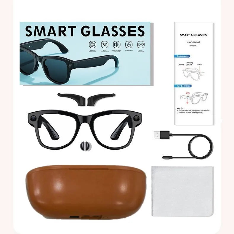 Rechargeable 800W Pixel Camera Smart Glasses With Charging Case Smartglasses Wifi Transmission Image Recognition Ai Translation