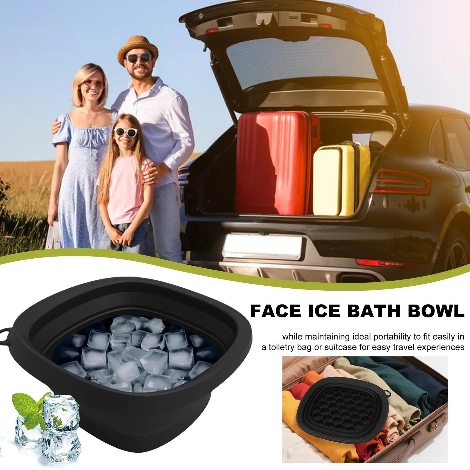 Foldable Face Ice Bath Bowl – Portable Silicone Cold Therapy Washbasin for Facials