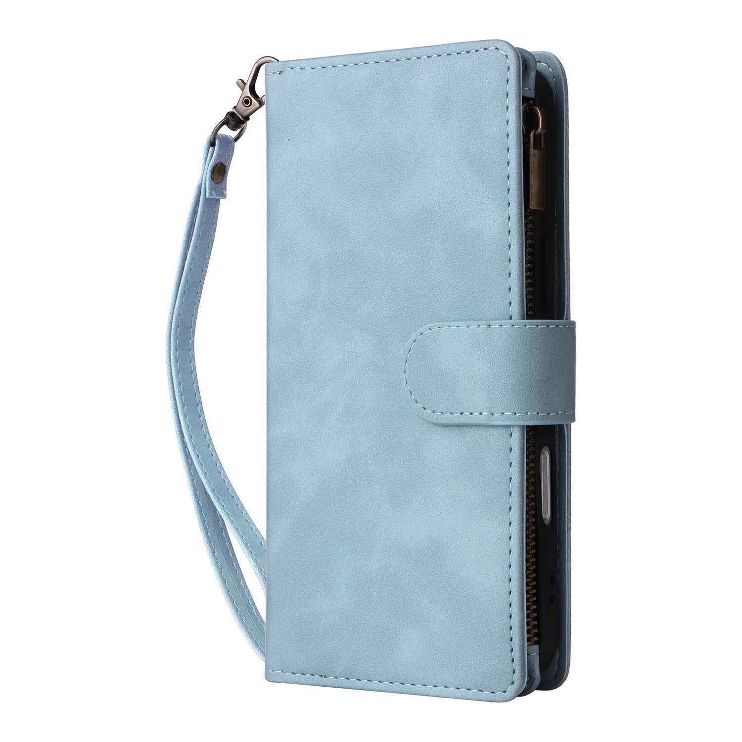 iPhone Leather Wallet Case – Magnetic Flip with Card Slots & Zipper
