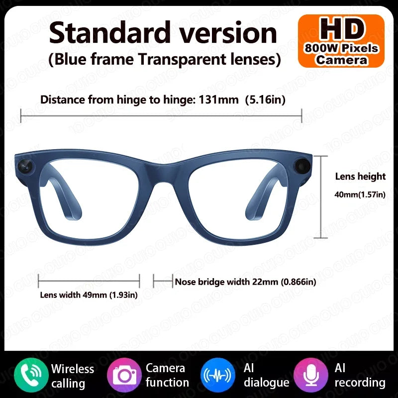 2026 Al Smart Glasses 4K HD Video 800MP Camera WiFi Transfer  Chat GPT VoiceAssistant BT Call with  Charging Case