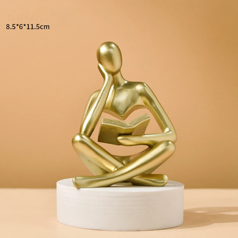 Abstract Thinker Sculpture Figurine – Modern Resin Home & Bookshelf Decor