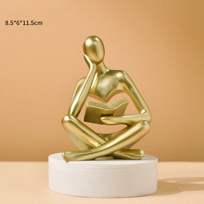 Abstract Thinker Sculpture Figurine – Modern Resin Home & Bookshelf Decor