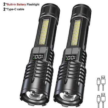 High Power Rechargeable LED Flashlight with COB Side Light