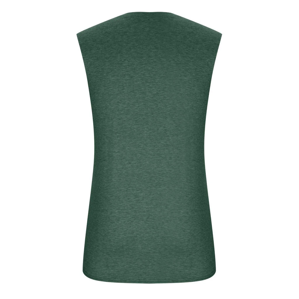 2025 Men'S Muscle Fitness Shirt Sports T-Shirt Gym Training Shirt Summer Casual Vest Tree Print Sleeveless Round Neck