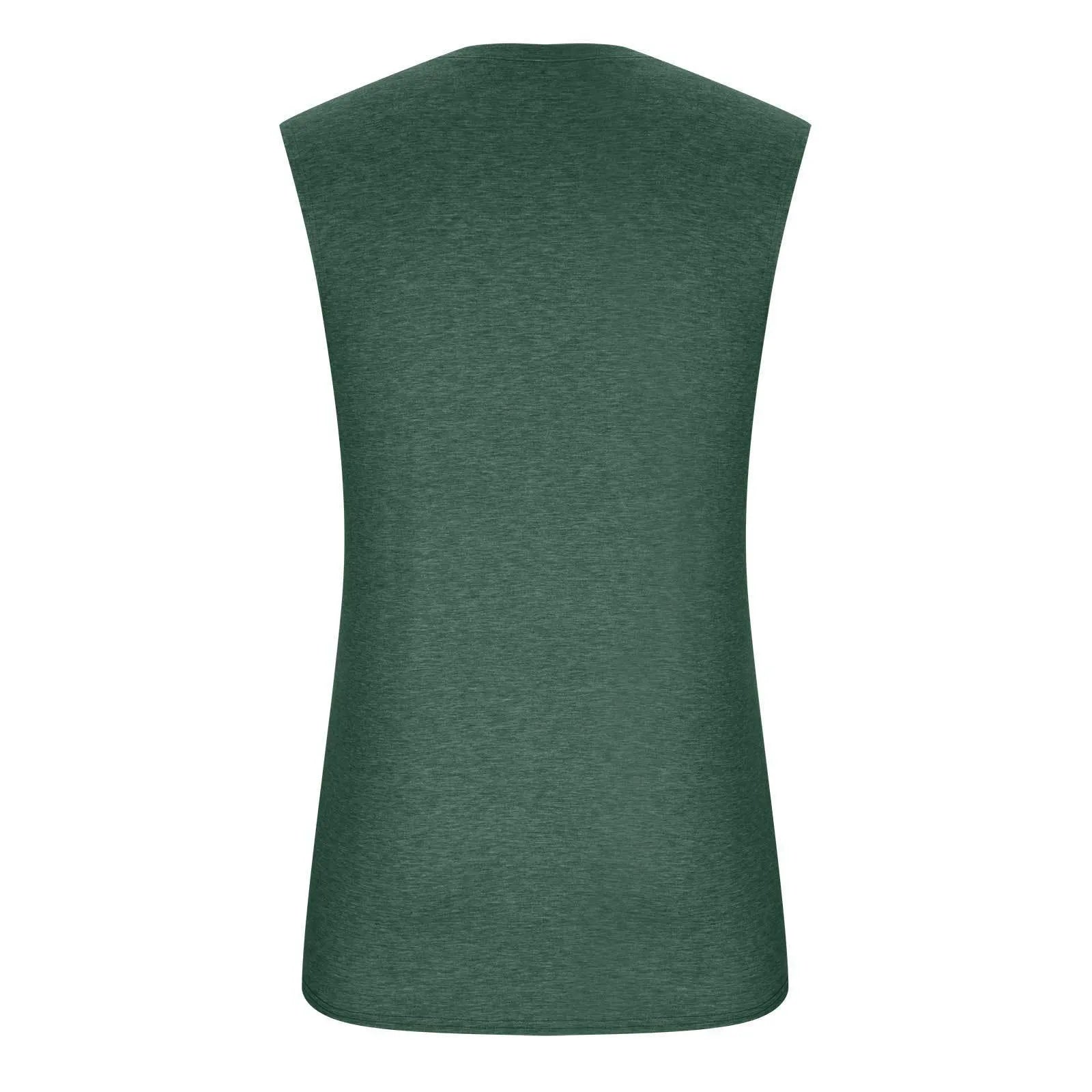 2025 Men'S Muscle Fitness Shirt Sports T-Shirt Gym Training Shirt Summer Casual Vest Tree Print Sleeveless Round Neck