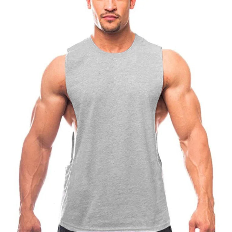 Men’s Gym Tank Top – Dropped Armholes Sleeveless Workout & Fitness Vest for Training & Jogging