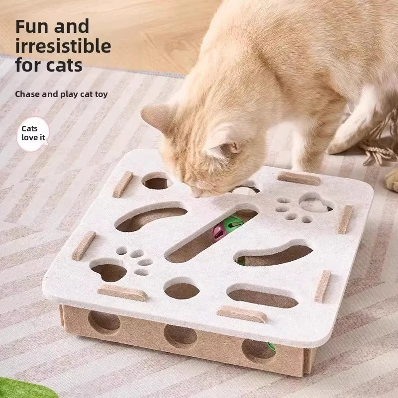 Cat Puzzle Toy Box – Interactive Felt Exercise Toy with Ball
