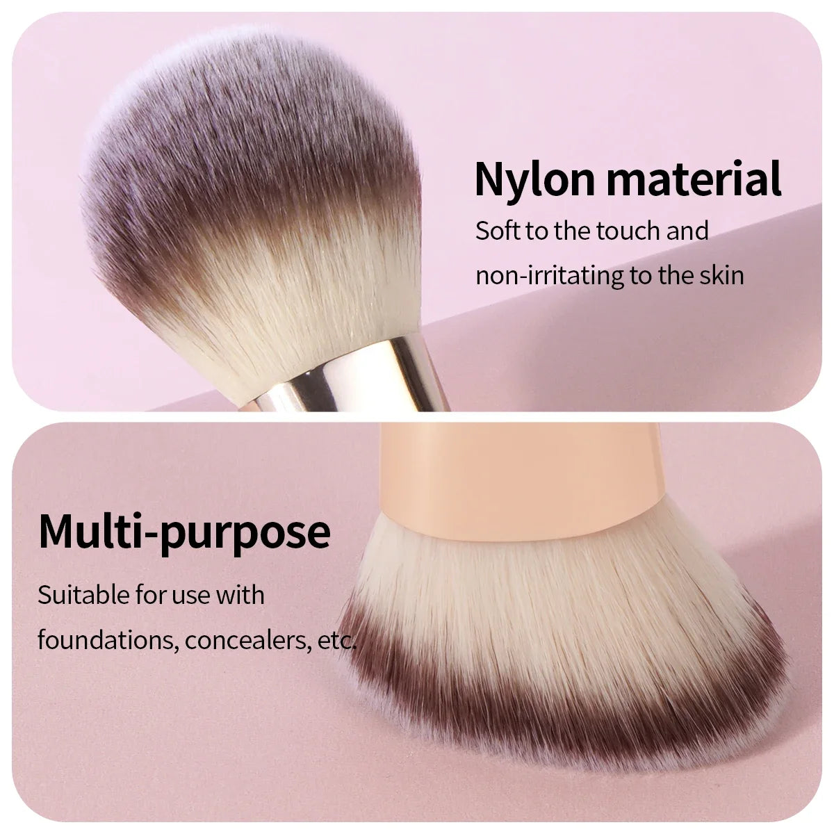 2PCS Double-Ended Foundation & Contour Brushes – Flat & Angled for Liquid, Powder & Cream