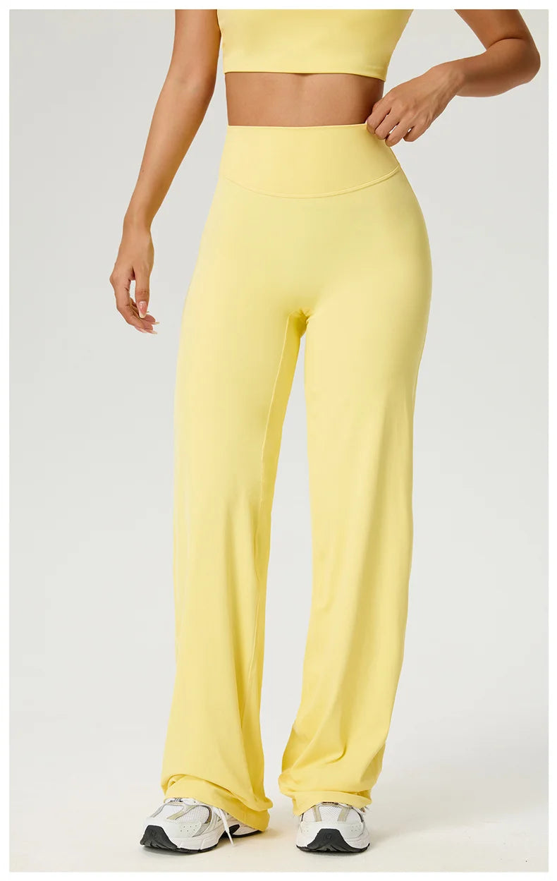 TRY TO BN Women's High Waisted Straight Leg Yoga Pants Gym Leggings Naked Feel Buttery Soft Breathable Running Workout Trousers