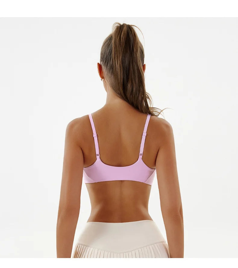 Solid Color Underwear Women Fitness Bra Yoga Vest Gym Sport Top Hollow Yoga Bras Back Push with Chest Pad Two Shoulder Straps