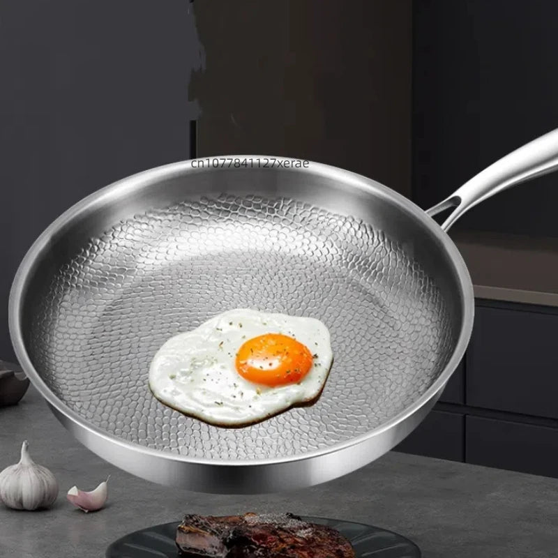 Hammered Titanium Non-Stick Frying Pan – Flat Base, Perfect for Steaks & Daily Cooking