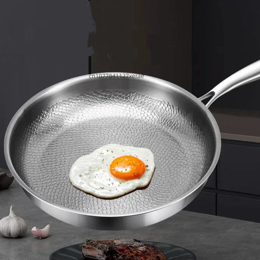 Hammered Titanium Non-Stick Frying Pan – Flat Base, Perfect for Steaks & Daily Cooking
