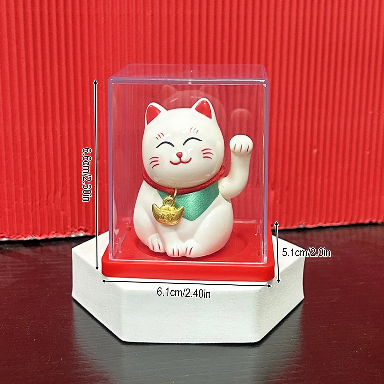 Solar Powered Maneki Neko Lucky Cat – Waving Fortune Cat Decor