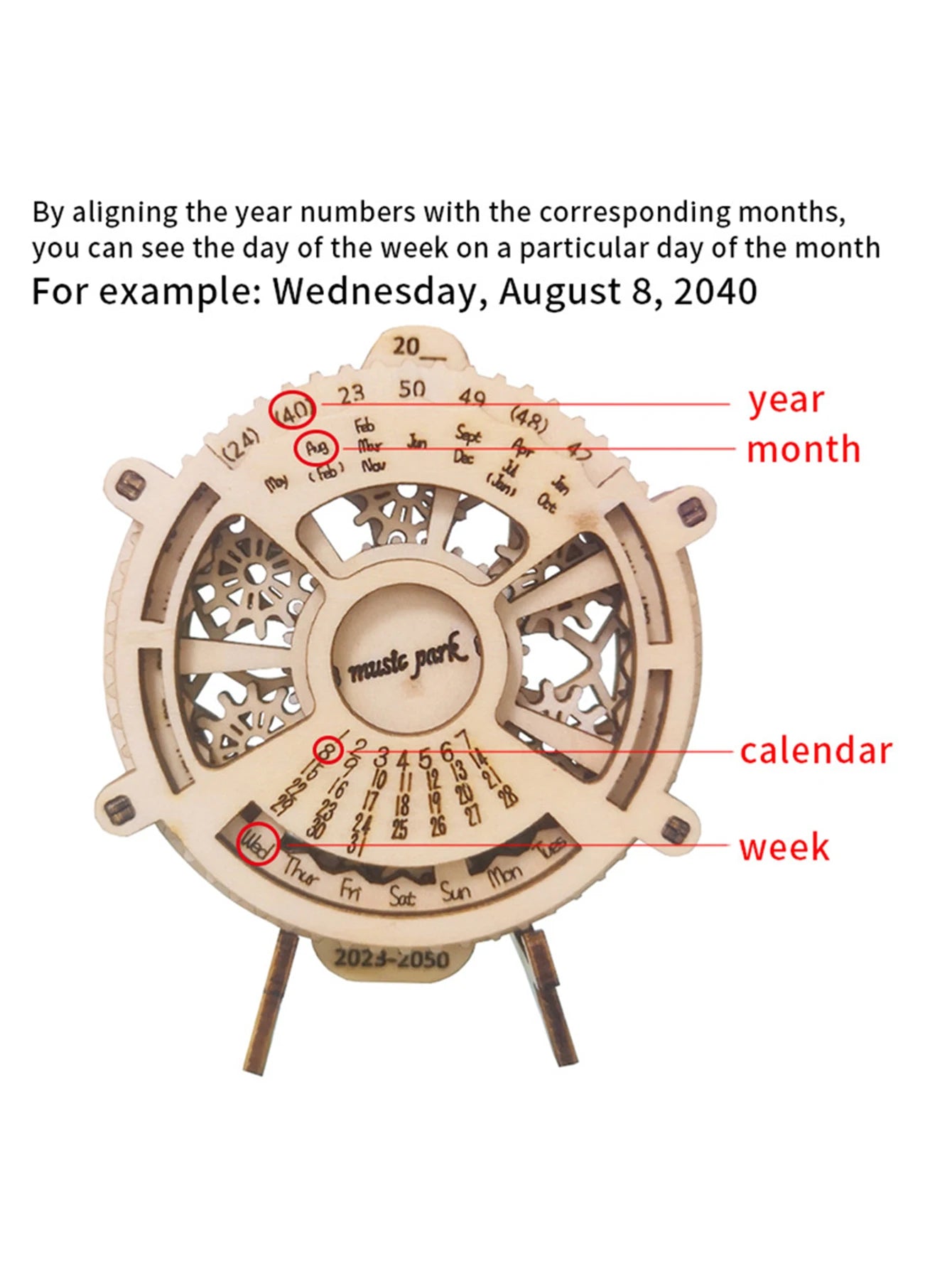 3D Wooden Puzzle Perpetual Calendar – Mechanical Gear Brain Teaser