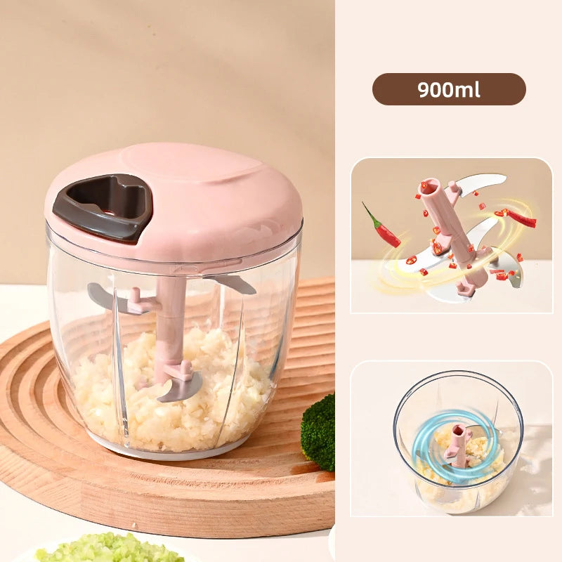 Manual Pull String Food Chopper – Multi Function Vegetable Garlic Mincer
