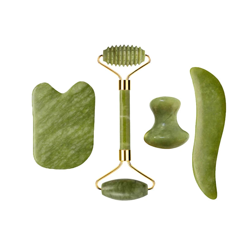 Natural Jade Roller & Gua Sha Set – Facial & Body Massage Tools for Lifting & Anti-Aging