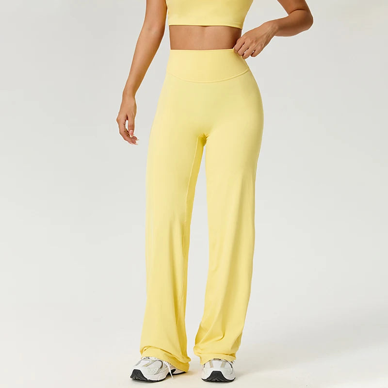 TRY TO BN Women's High Waisted Straight Leg Yoga Pants Gym Leggings Naked Feel Buttery Soft Breathable Running Workout Trousers