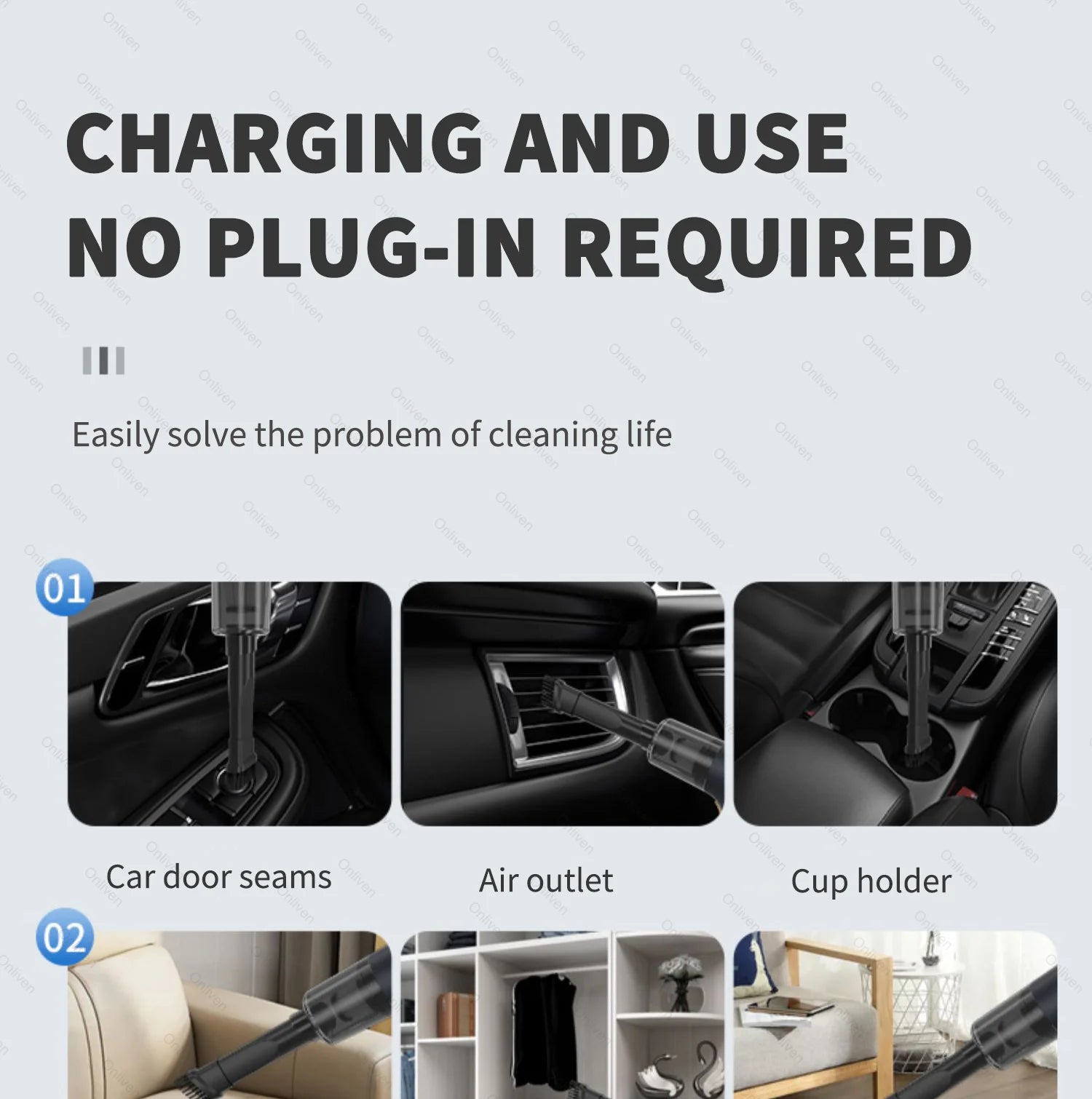 Cordless Car & Home Vacuum Cleaner – 98,000Pa High Suction, USB Rechargeable