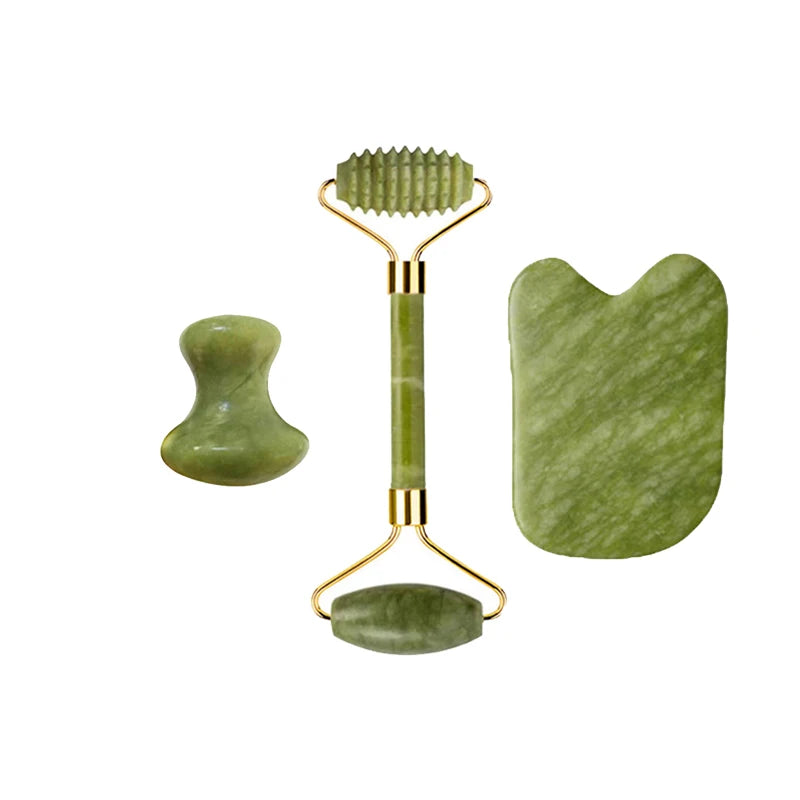 Natural Jade Roller & Gua Sha Set – Facial & Body Massage Tools for Lifting & Anti-Aging