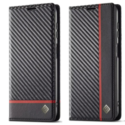 Carbon Fibre PU Leather Wallet Flip Case for iPhone with Card Slot & Magnetic Cover