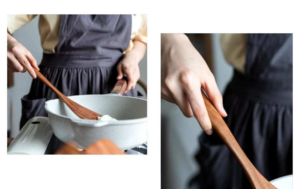 Wooden Kitchenware Cooking Shovels Spoon Colander Kitchen Utensils Set Household Cutlery Rack Teak Natural Wood Cookware