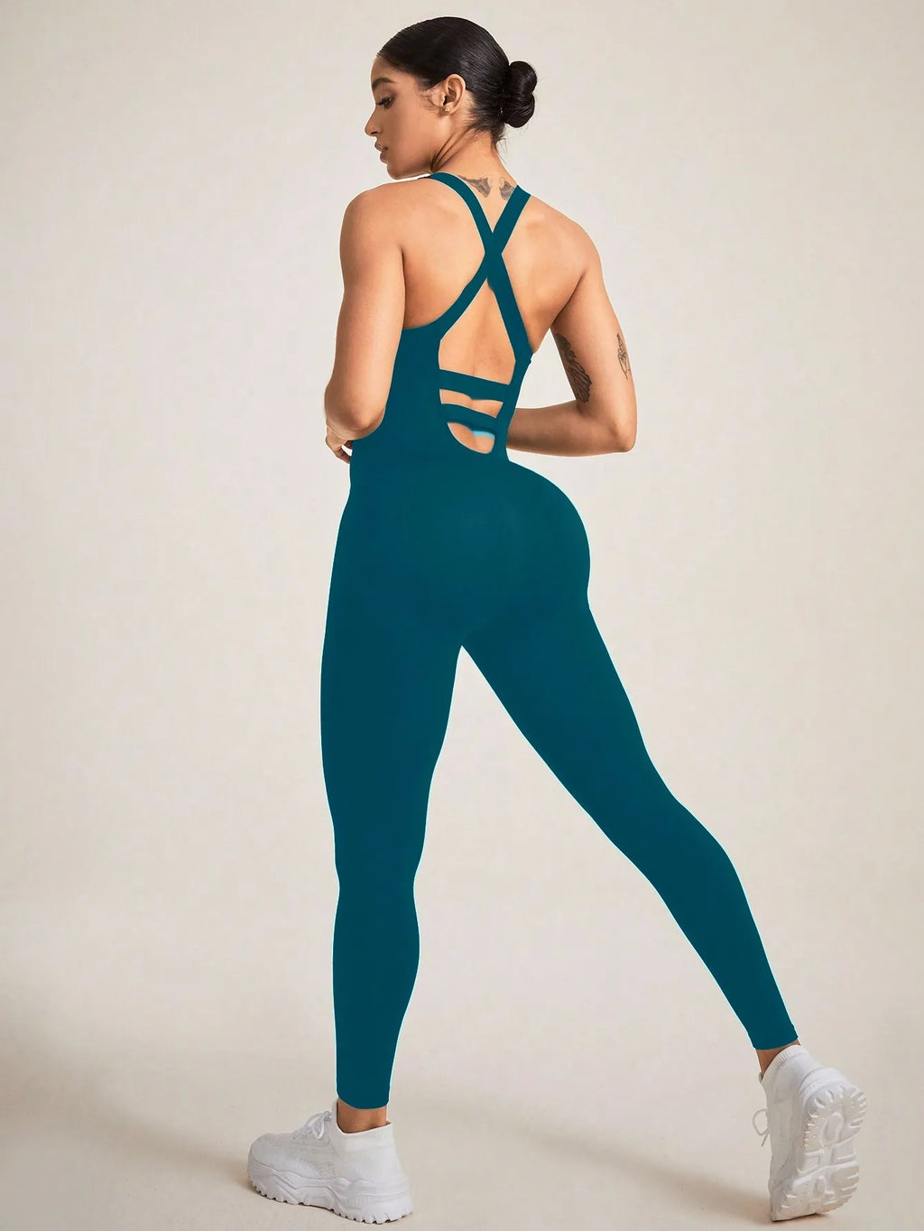 Women's Seamless Shapewear Bodysuit With Tummy Control, CrissCross Straps Backless Body Shaper, Women's Underwear & Shapewear