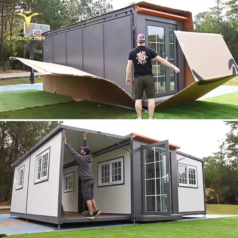 20FT 40FT Prefab Expandable Container House Steel Sandwich Panel Tiny Home with Bathroom Modular Living Cabin