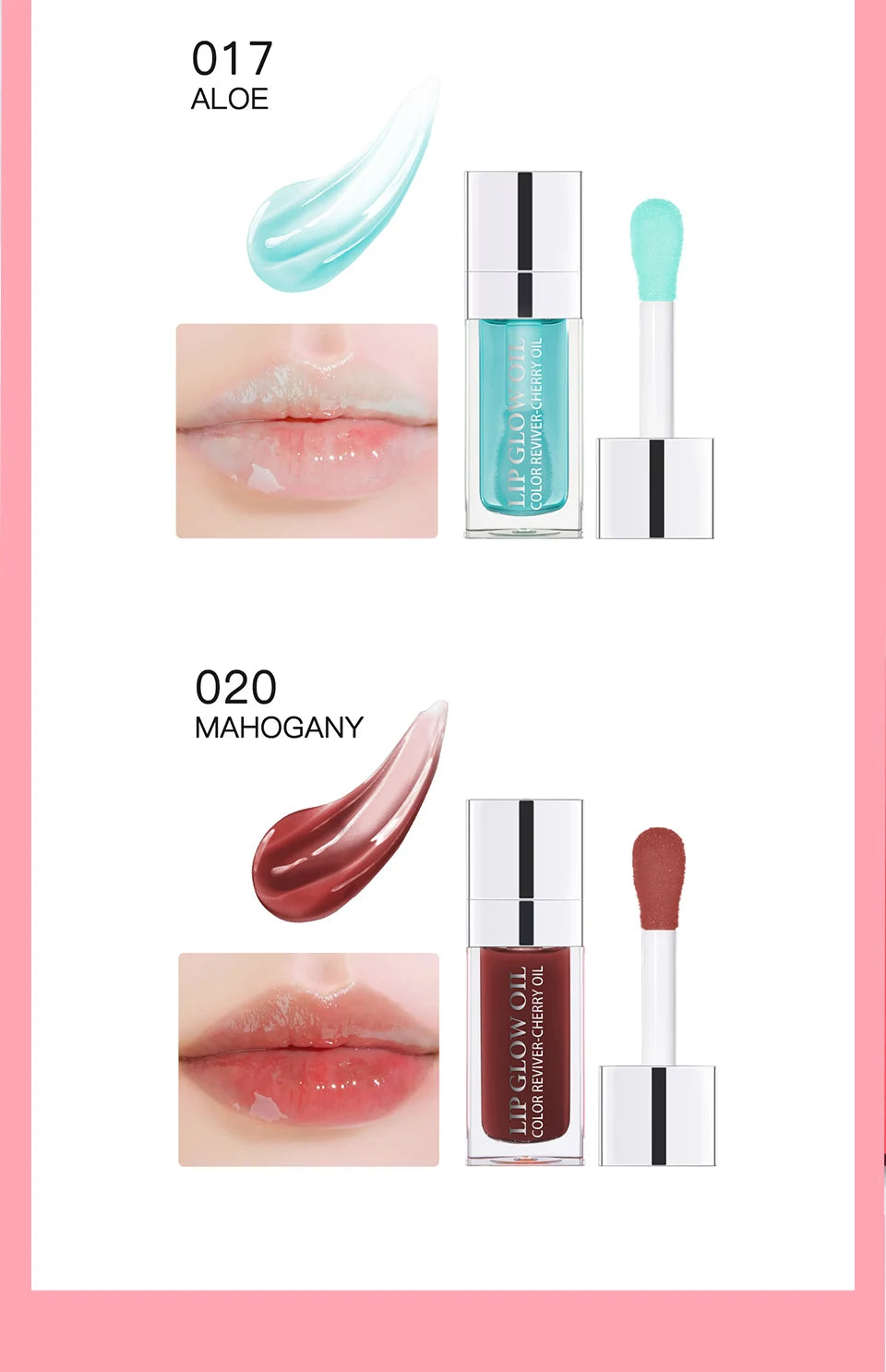 Hydrating Pink Lip Oil Gloss – Moisturising & Plumping Lip Treatment Soft & Nourished Lips