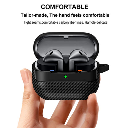 Carbon Fiber Protective Case for Samsung Galaxy Buds3 / Buds 3 Pro with Keyring
