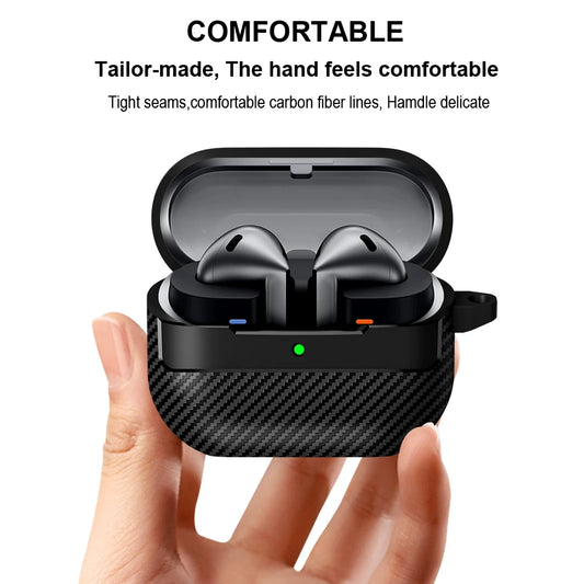 Carbon Fiber Protective Case for Samsung Galaxy Buds3 / Buds 3 Pro with Keyring
