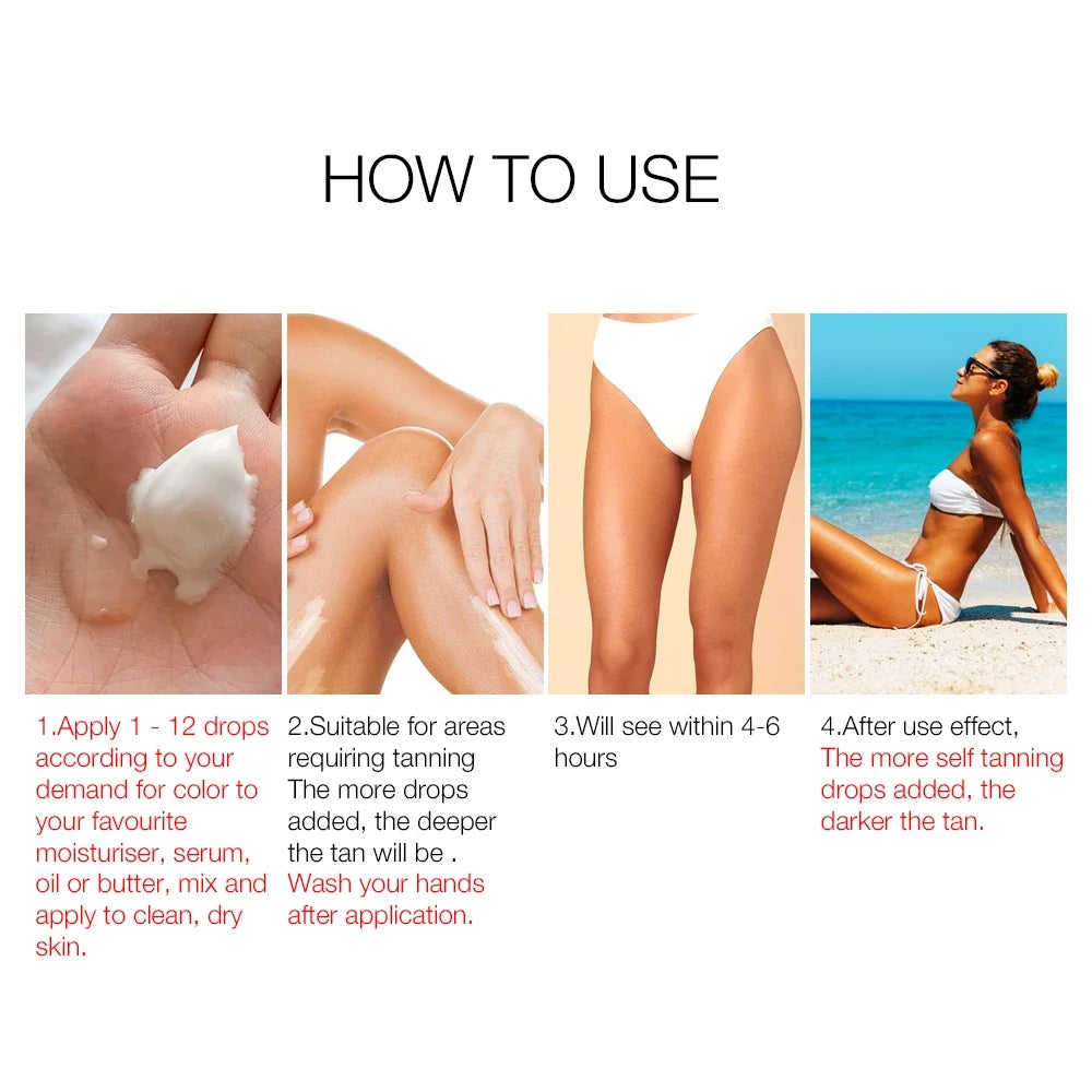 30ml Self-Tanning Drops for Body & Face – Sunless Lotion for Natural, Gradual Tan