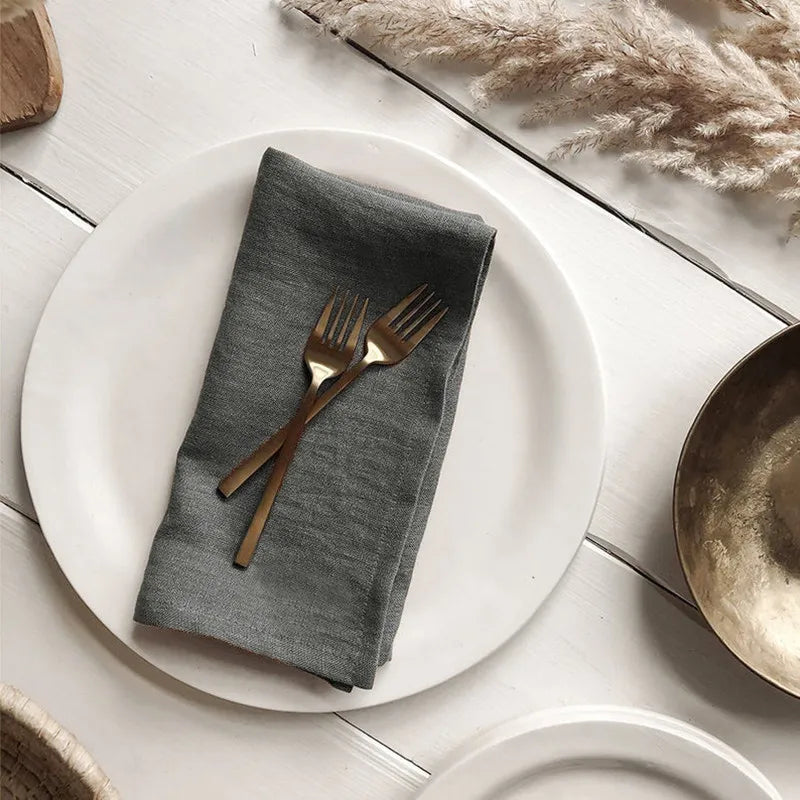 4PCS Linen Napkins – Reusable Soft Fabric Table Cloth Set