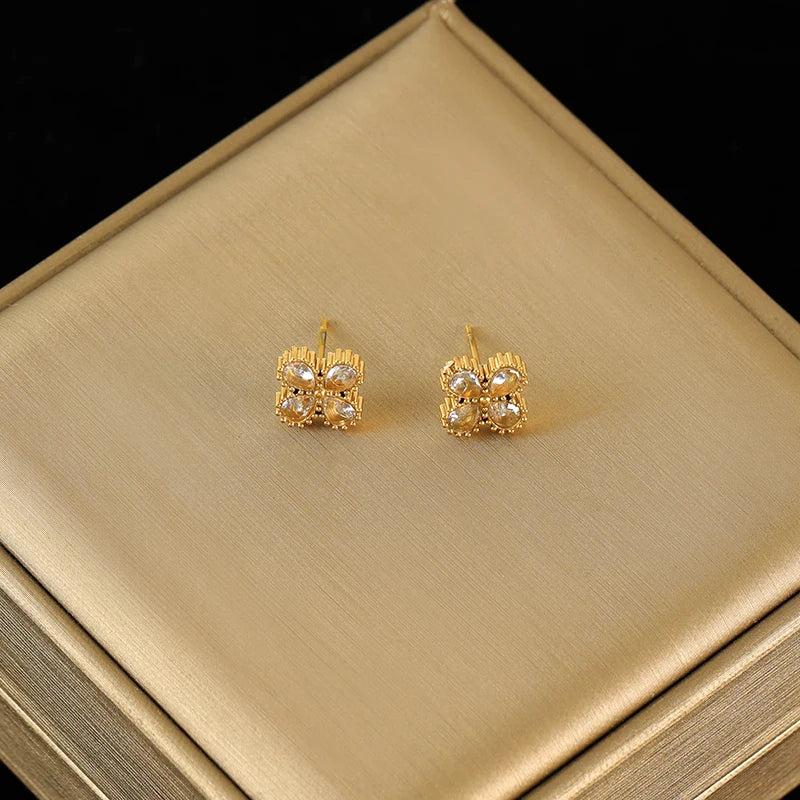 316L Stainless Steel White Zirconia Jewelry Set – Necklace, Bracelet & Earrings for Women