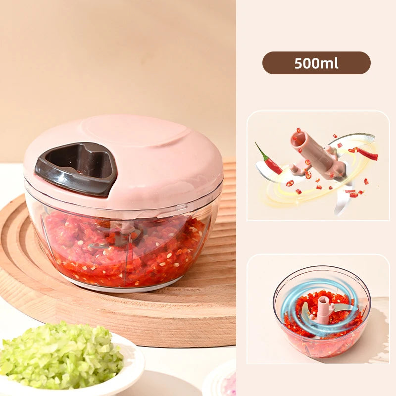 Manual Pull String Food Chopper – Multi Function Vegetable Garlic Mincer