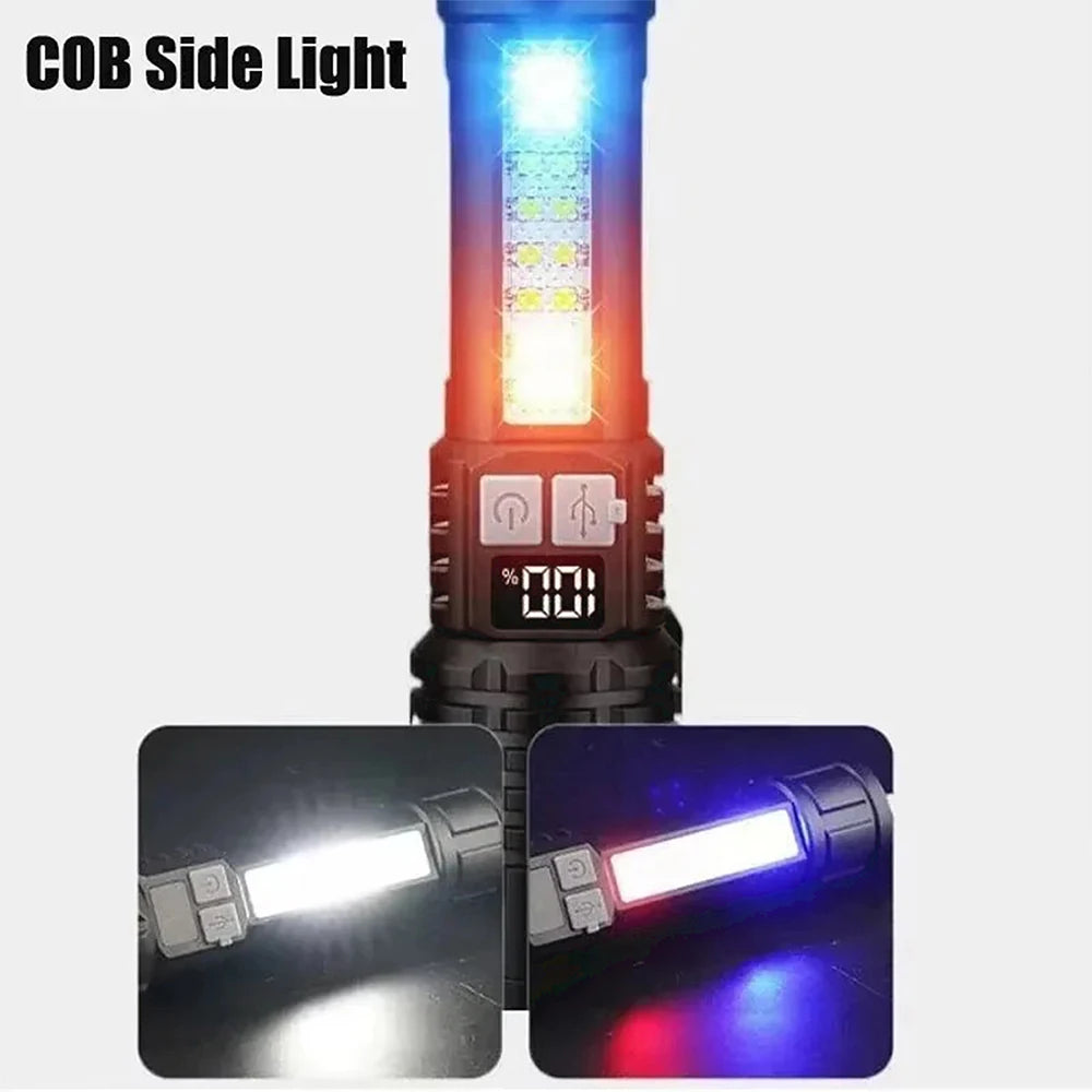 High Power Rechargeable LED Flashlight with COB Side Light